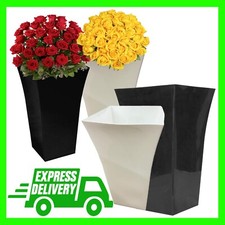 Contemporary Black & White Tall Milano Planters With a Shiny Gloss Finish
