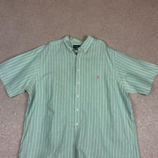 Ralph Lauren Shirt 2XLT Green White Stripe Short Sleeve