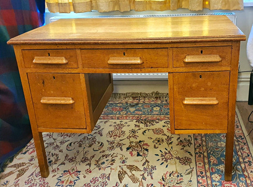 Mid century vintage oak desk - mid-century,