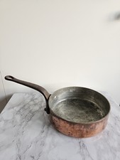 Vintage French Copper Saucepan with Tin Lining and Cast Iron Handle
