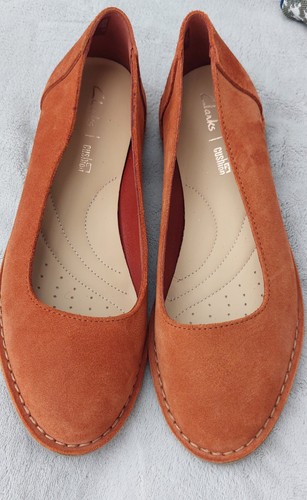 Clarks erin stitch rust shoes - rust,