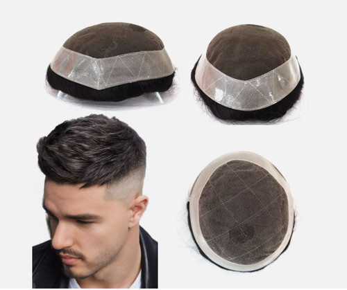 Mens toupee french lace human - toupee,