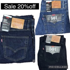 Levis® 501 Mens Denim Jeans Original Fit bottoms Straight Leg Jeans Black,Blue