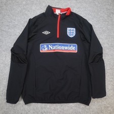 England Football Jumper Medium Umbro Black Drill Top Pullover 2010 2011 1/4 Zip