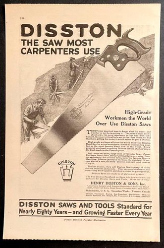 1919 disston hand - saw, ad