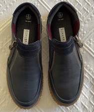 Loretta Blue Leather Slip On Shoes Size 6 Side Zips Orthopaedic Comfort Shoes