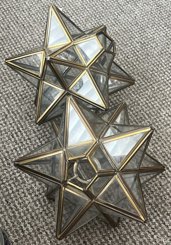 Pair brass glass metal - of,