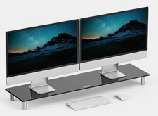 VonHaus Glass Monitor Stand Riser XL Height Adjustable Screen Riser | 100 x 26cm