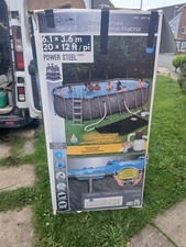 Bestway 20ft x 12ft Platinum Series Power Steel Oval Frame Pool with Sand Filter
