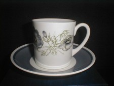 Wedgwood China Susie Cooper Glen Mist Larger Coffee Can Cup & Saucer Blue Poppy
