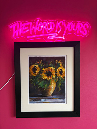 Sunflower pot painting - sunflower, oil