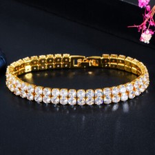 2 Rows Yellow Gold Plated