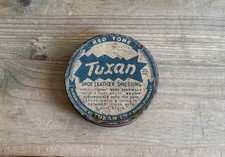 OLD ORIGINAL VINTAGE TUXAN RED TONE SHOE LEATHER DRESSING POLISH TIN TUB BOX