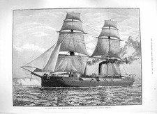 Old Antique Print 1885 British