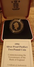 1994 Silver Proof Piedfort Two Pound Cion