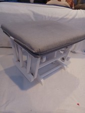 Nursery Glider Rocking Footstool Ottoman Stool with Cushion  White & Grey