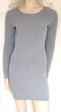 jigsaw light grey 100% pure Merino wool Cable knit jumper dress size L/10–12