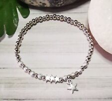 Women Girls Stars Bracelet Silver Ball Bead Stretch Stacking Gift 