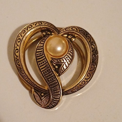 Vintage heart scarf clip - vintage, gold