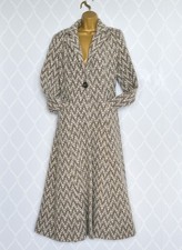 PER UNA M&S  Maxi Long Coat Beige & Cream Full Length Riding Style UK 12