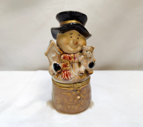 Snowman trinket box ornament - trinket,