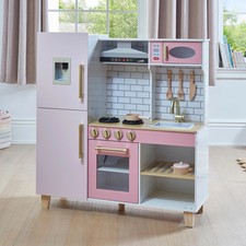 Kitchen Corner Deluxe Wooden Kitchen Pink with 6 Accessories