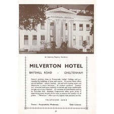 CHELTENHAM Gloucestershire The Milverton Hotel Vintage Advertisement c1935
