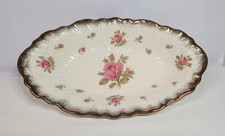 ALL MUST GO - Crown Ducal Oval Serving Dish. Pink Roses Gold Gild England 1930’s