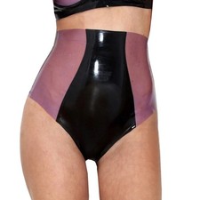 Womens Latex High Waist Briefs Rubber Underwear Knickers Clubwear Fetish 0.4mm