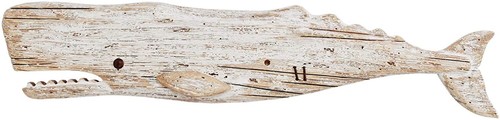 Wooden whale decor hanging - wooden,