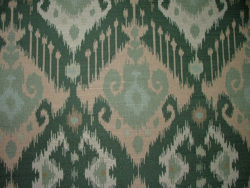 Boho forest green ikat - forest, linen