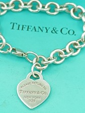  Return To Tiffany & Co Sterling Silver Heart Tag Bracelet 7.75" Retail £575+Tax