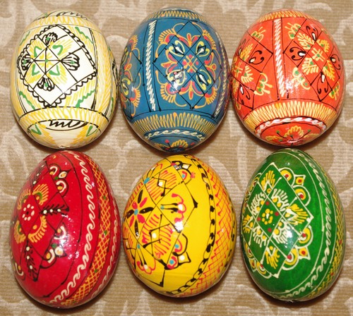 Hand painted wood easter - wood,