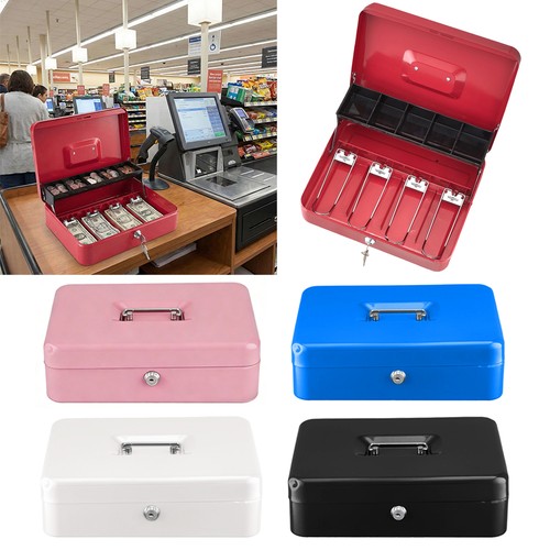 Lockable metal cash box with - box,