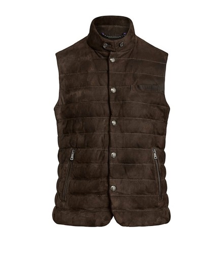 Brown suede gilet - suede,