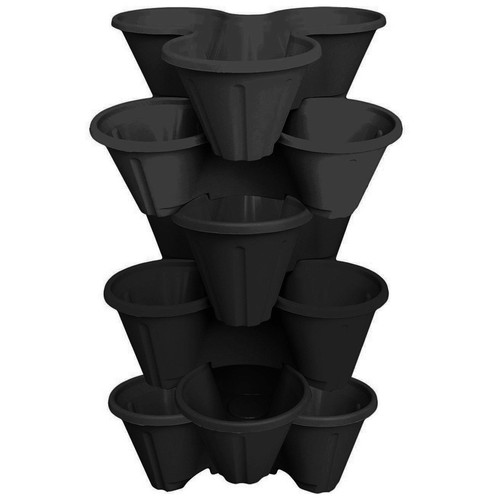 Pot planter black 6pc trio - black,