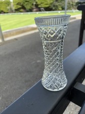 Small Glass Textured Vase 9 Inches Tall 3 Inches Diameter Unbranded.