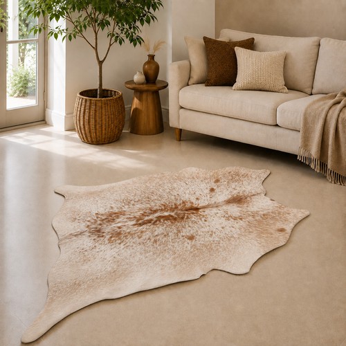 Genuine brown white cowhide - genuine,