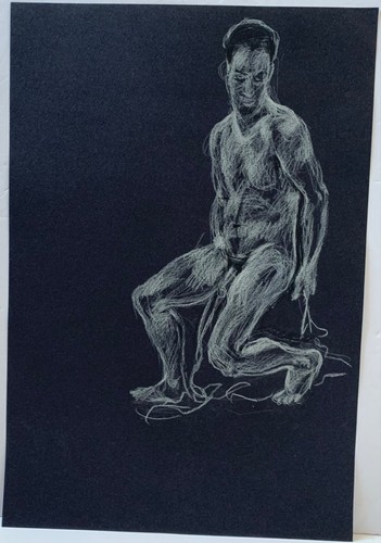 Vintage male nude life drawing - nude,
