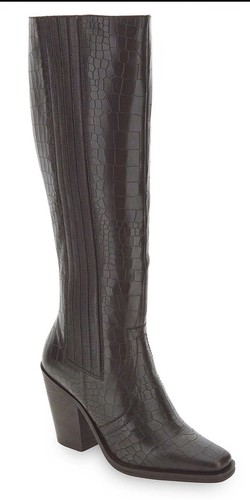 Leather mock croc - western, high