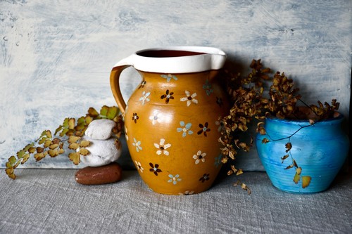 Hand painted pitcher jug vase - hand,