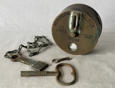 Vintage Brass Night Watchman Recording Clock Dent London + 2 Keys & Stamp #148