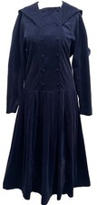 VINTAGE 80’S￼ LAURA ASHLEY BLUE NEEDLECORD LONG SAILOR DRESS SIZE 12/14VGC