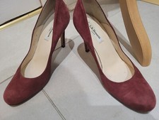 LK Bennett 37 Raspberry Red Suede Court Shoes