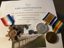 WW1 Medal Trio Hallum King’s Royal Rifle Corps KRRC Hackney London Low Number