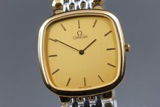 VINTAGE 1991 OMEGA De Ville Cal.1378 Gold Square Quartz Men's Watch From JAPAN
