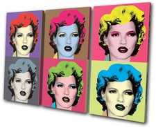 Banksy Painting Warhol Kate Moss TREBLE CANVAS WALL ART Picture Print VA