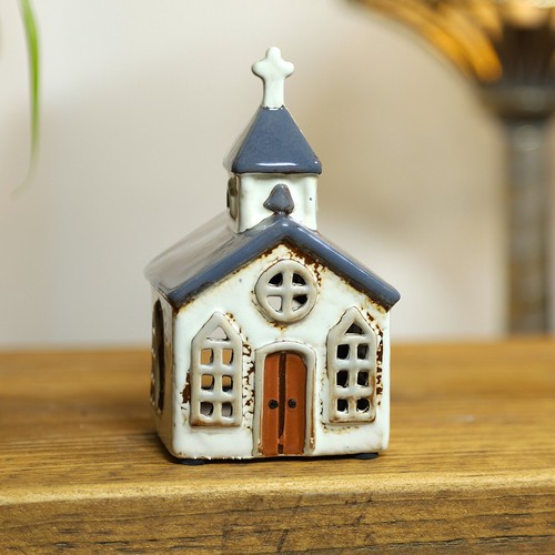 Ceramic church tealight - ceramic,