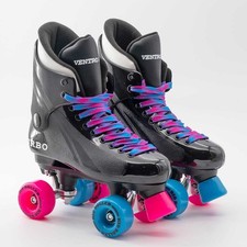 Ventro Pro Turbo Quad Roller Skates, Turbo 33 Style - Pink & Blue Coaster Wheels