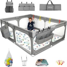 JINXIA Extra Large Baby Playpen 190x150cm with Mat & Balls Foldable Safety Yard